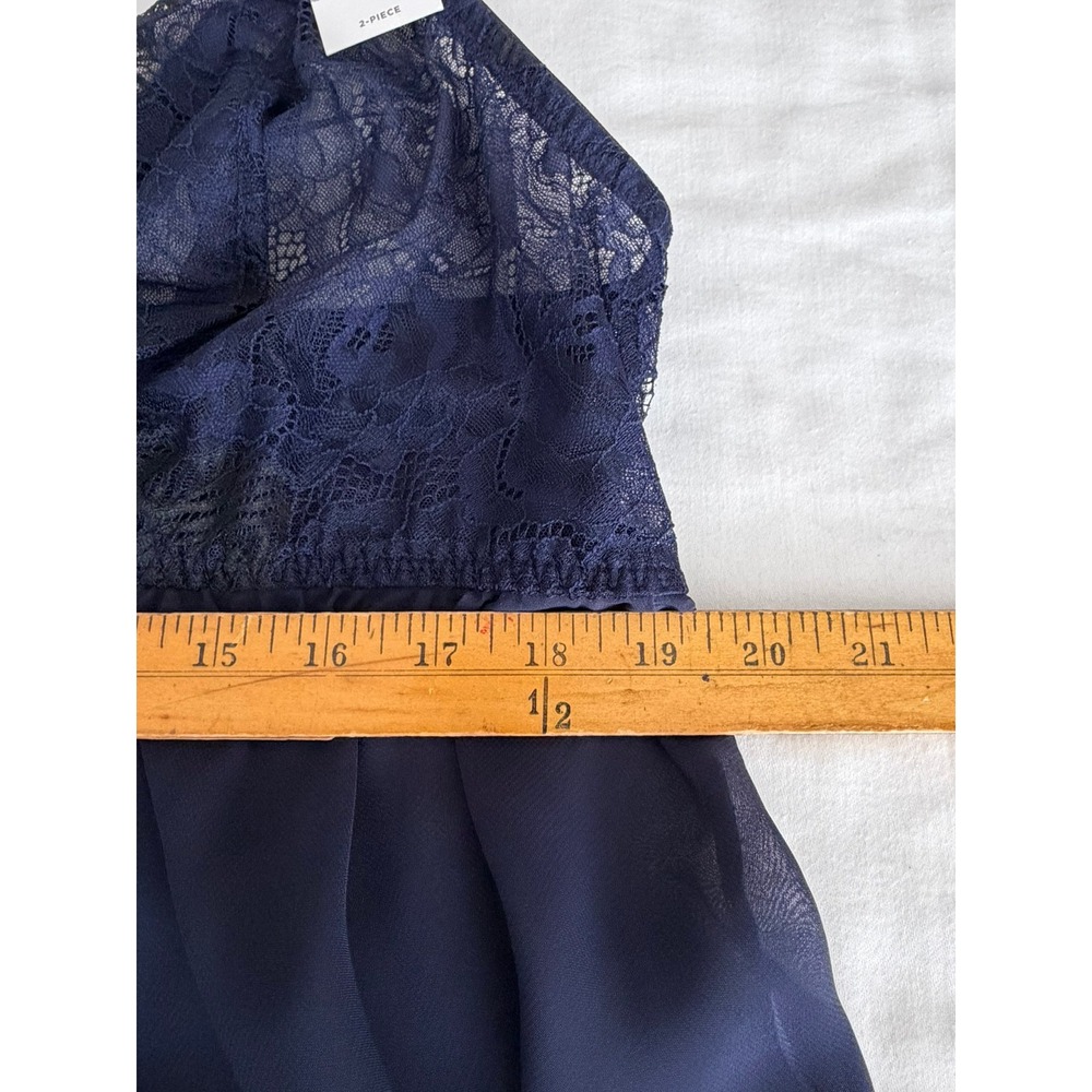 Cacique Seriously Sexy Sheer Mesh Lace Babydoll Top 22/24 Navy Blue NWT 1140884 - Picture 12 of 13